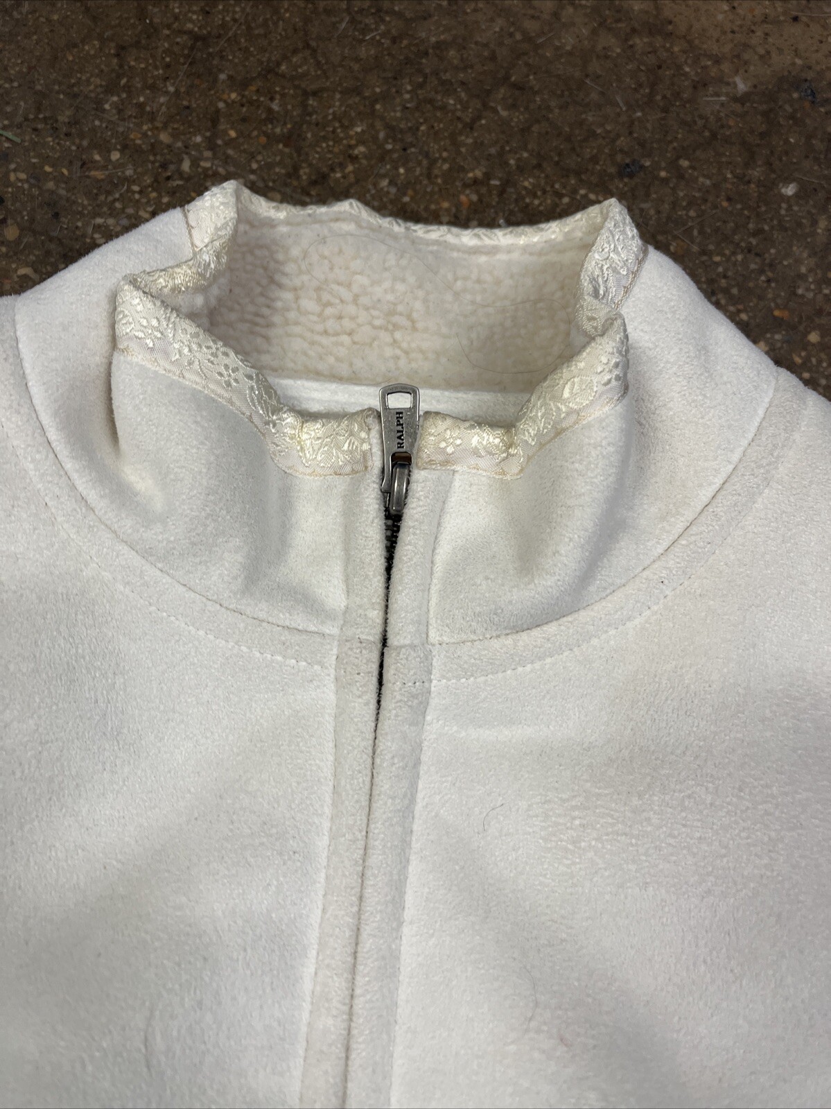 Vtg RALPH LAUREN Palomino Women Faux Suede/Sherpa Vest Cream Colored – Sz Small