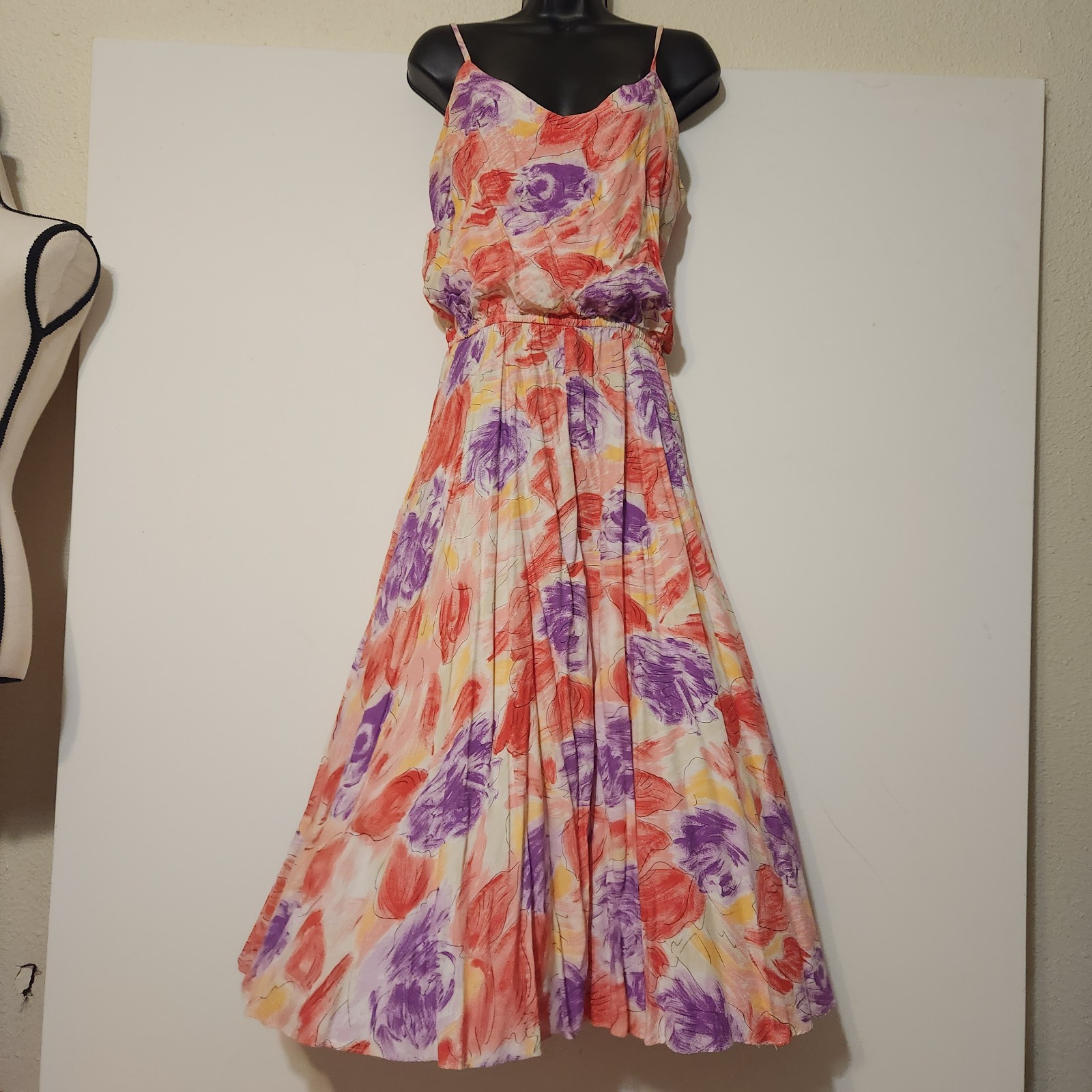 Vintage 70s 80s Positive Attitude Dress beach boho Hawaiin look groovy 7/8 XS/S