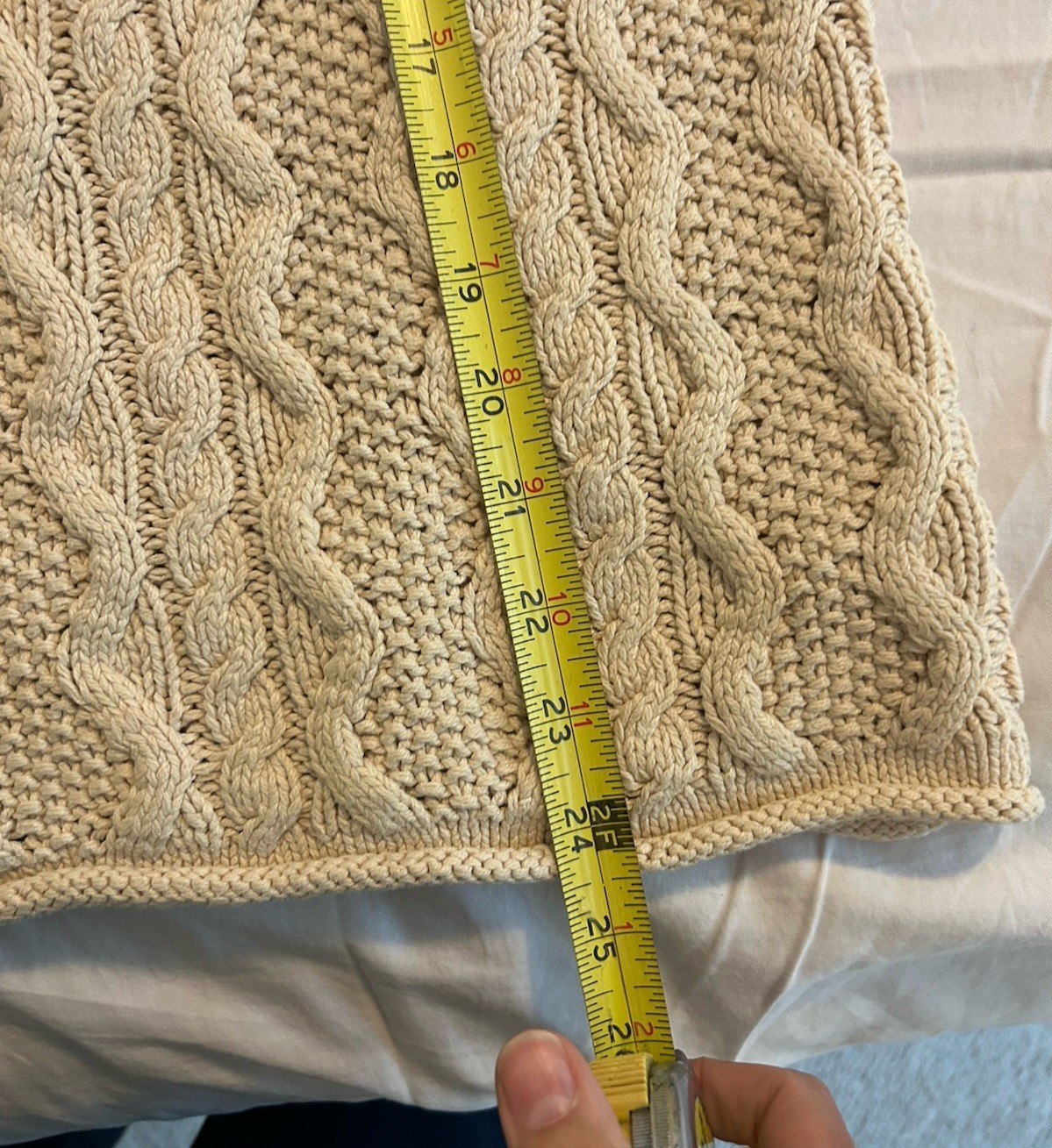 90’s Eddie Bauer Cream Cotton Cable Knit Fisherman Sweater Small