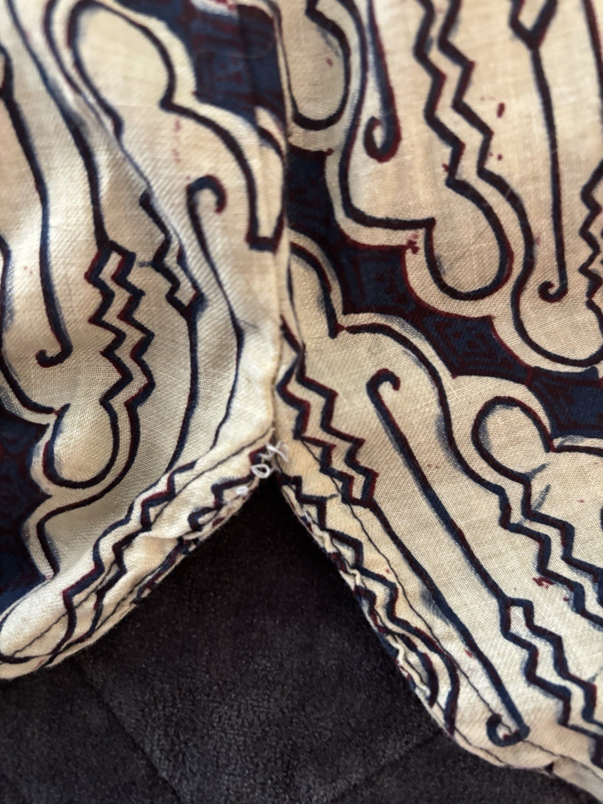 Vintage 70’s Copperfield Tunic Top – Cream And Navy With Unique Pattern – XS/S