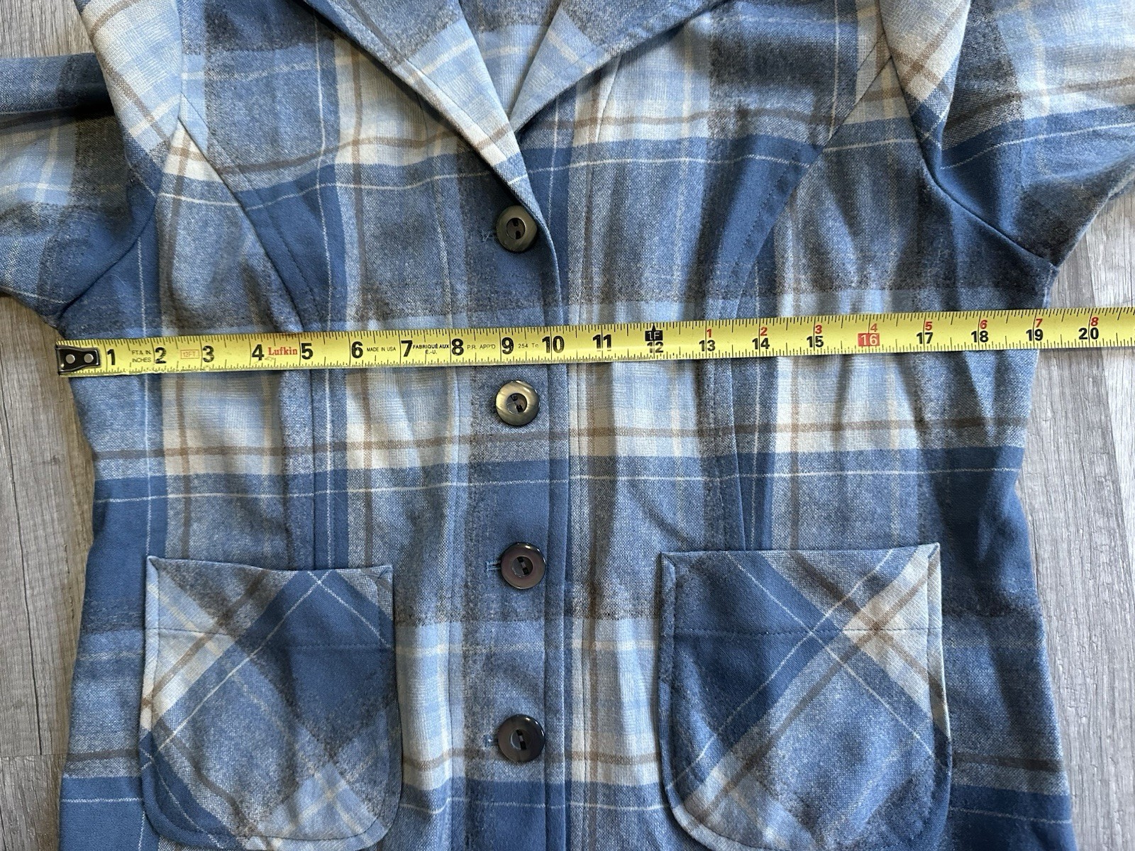 Vintage Pendleton Petite Blue Plaid Wool 49er Jacket Made In USA Medium Button