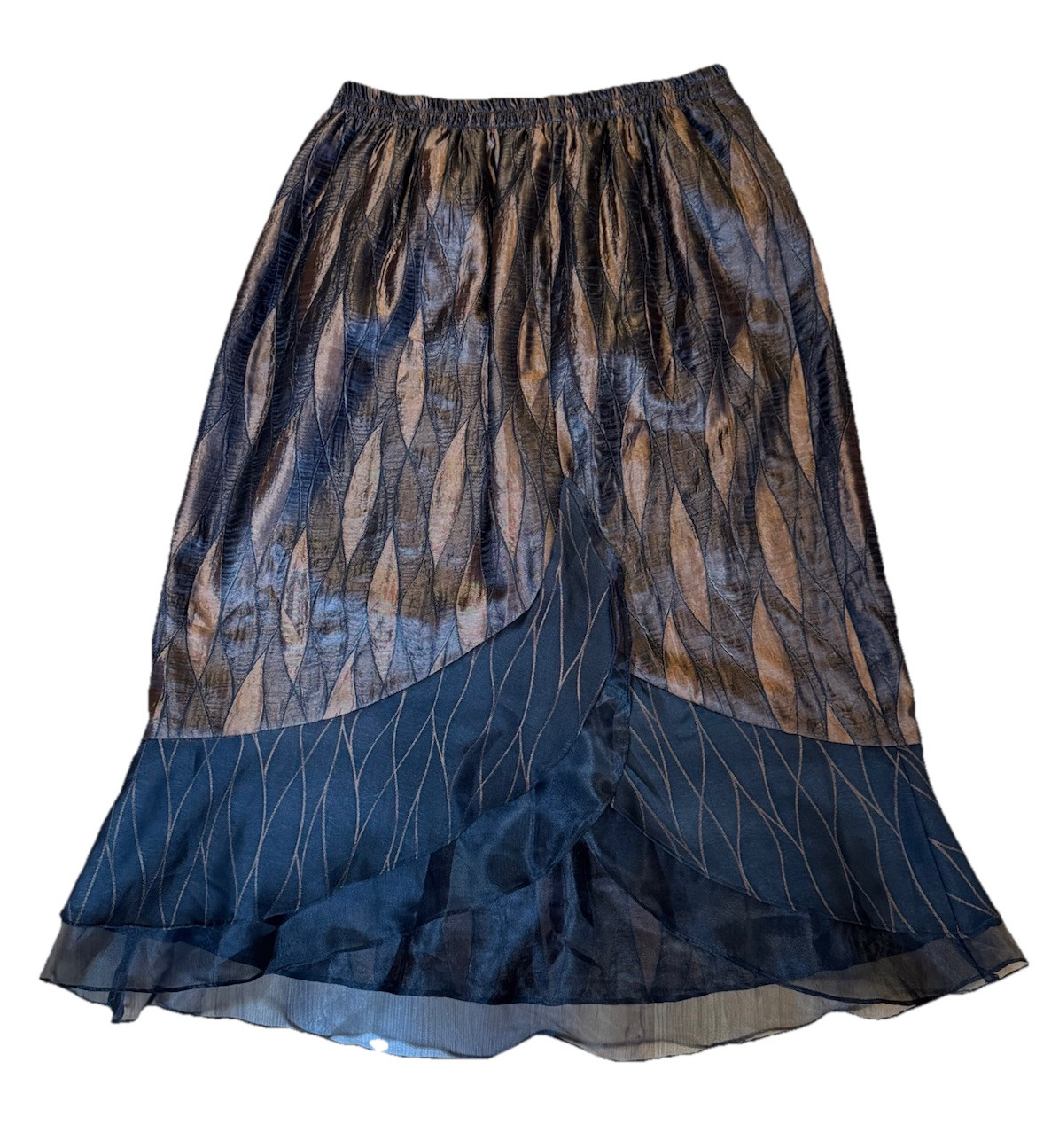 VTG Hosanna Design USA Set 2Pc Top & Skirt Women’s 3x Black Copper Brown Ruffles