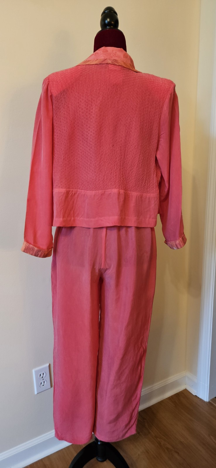 Vintage 80s Petite Small Nancy Bolen City Girl Set Tank Pants Jacket Pink Orange