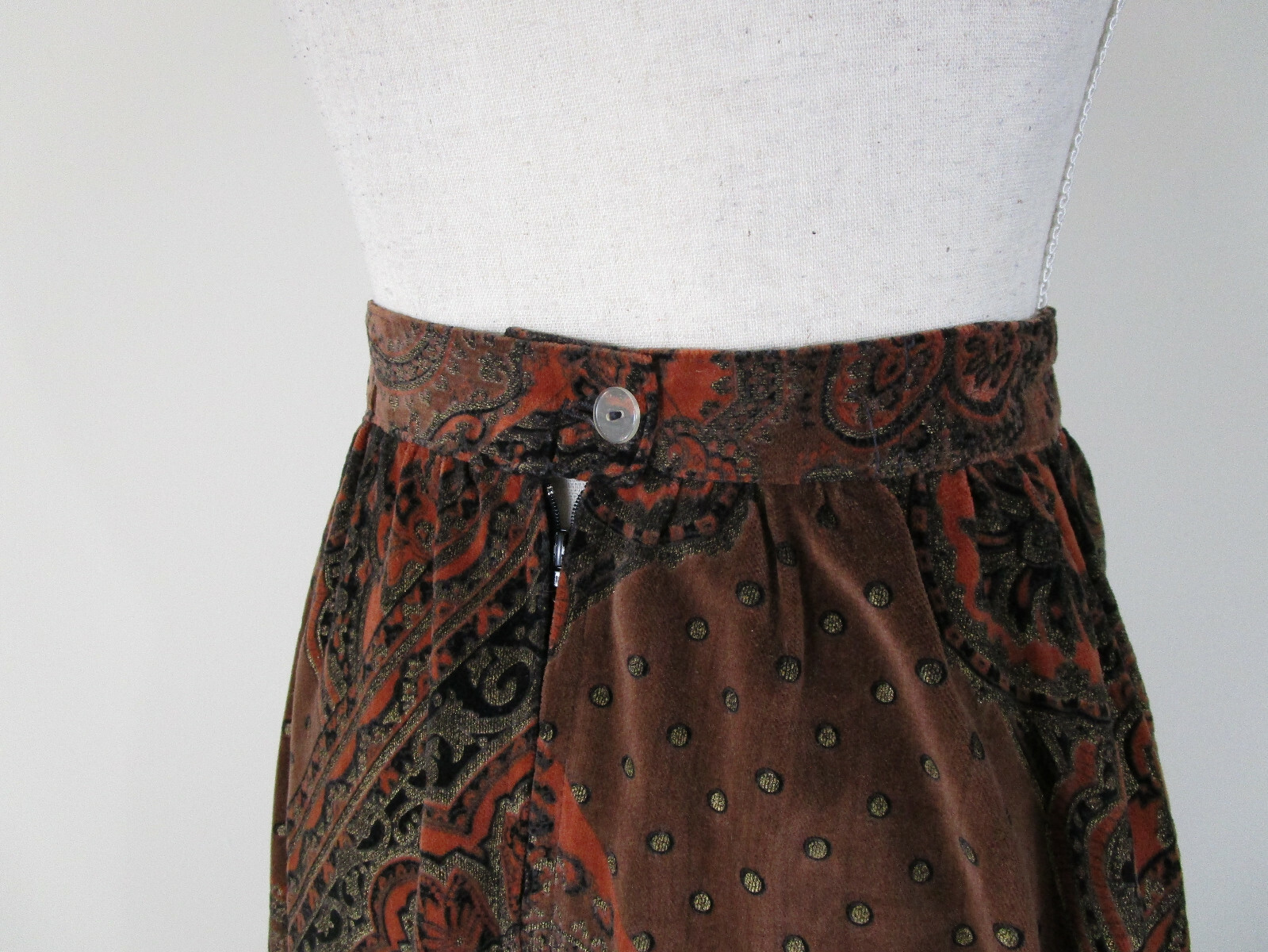 Vintage Marguerite Rubel San Francisco Velvet Jacquard Skirt Set Suit Size S
