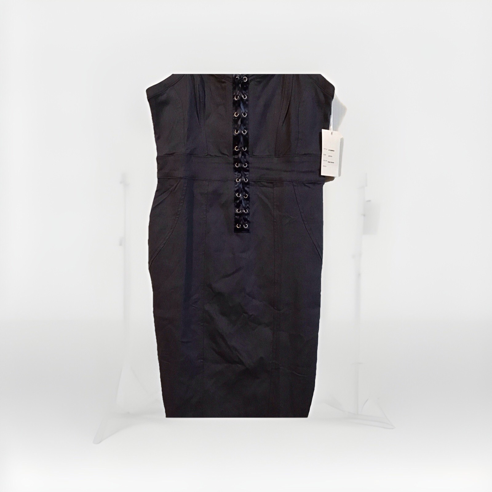 Unique Vintage RN#140681) Denim Dark Large 10/12/ Corset Dress NWT