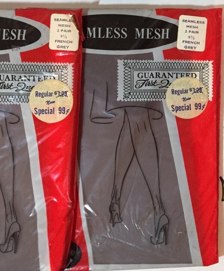 12 PAIR VINTAGE 8 BEIGE 4 GREY 15DENIER SHEER GARTER NYLON STOCKINGS 9 1/2 PINUP