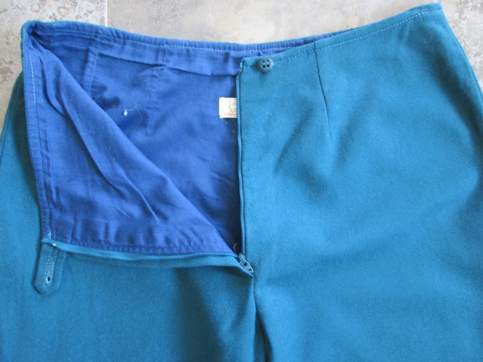 Vintage Young Pendleton Wool Pants 15-16 32×28 High Rise Virgin Wool Teal Blue