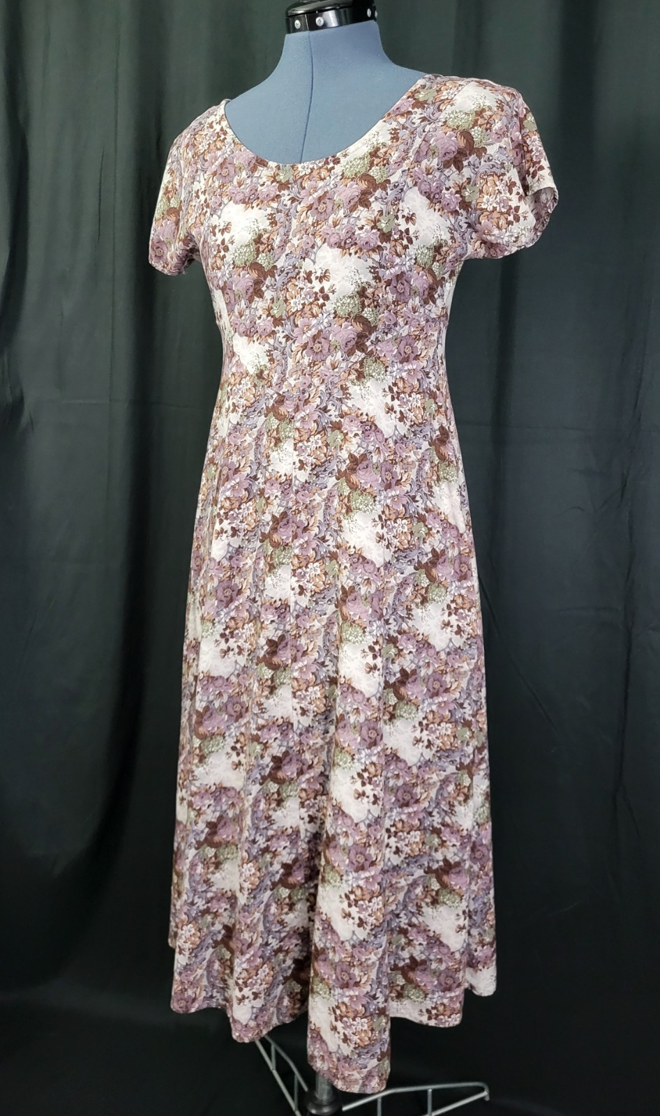Vintage All That Jazz Muted Grey/Purple/Blue Floral Fit & Flare Dress Size XS?