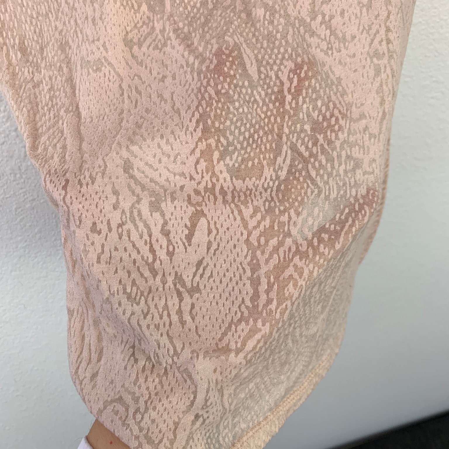 Y2K BKE Sheer Snakeskin Print Light Pink Gold T-Shirt Women’s L Canada Layering