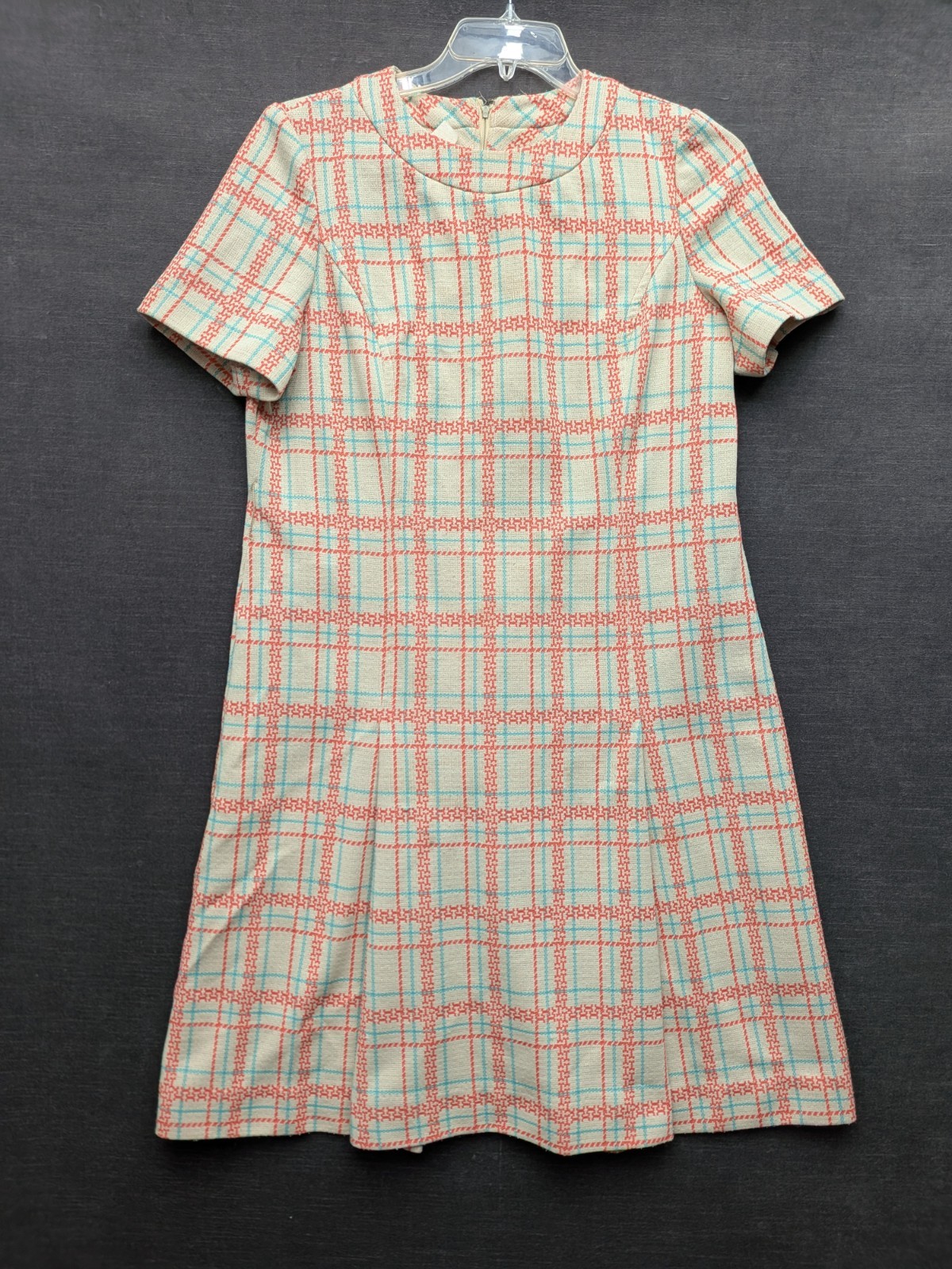 Vintage Polyester Secretary Dress Plaid Double Pleat Granny Core Grandma Hipster