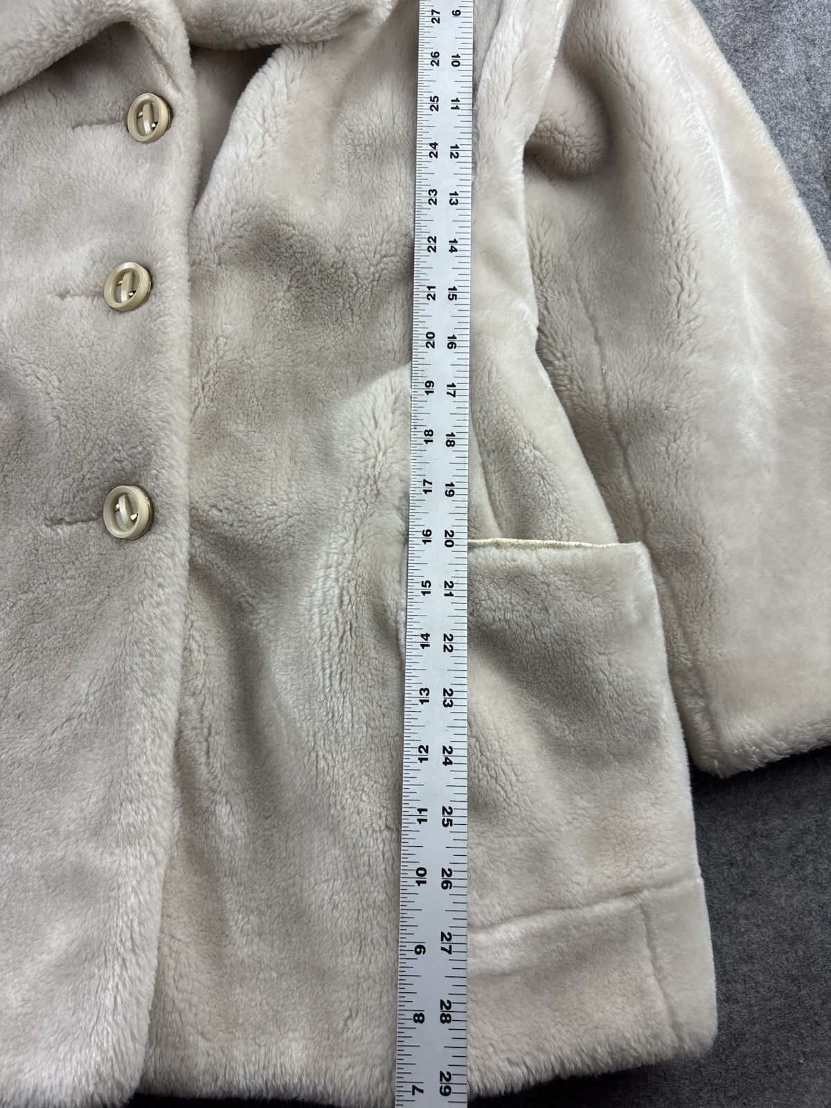 VTG 1950s Borgana Cream Faux Fur Coat Women M? Old Money Classy Elegant READ