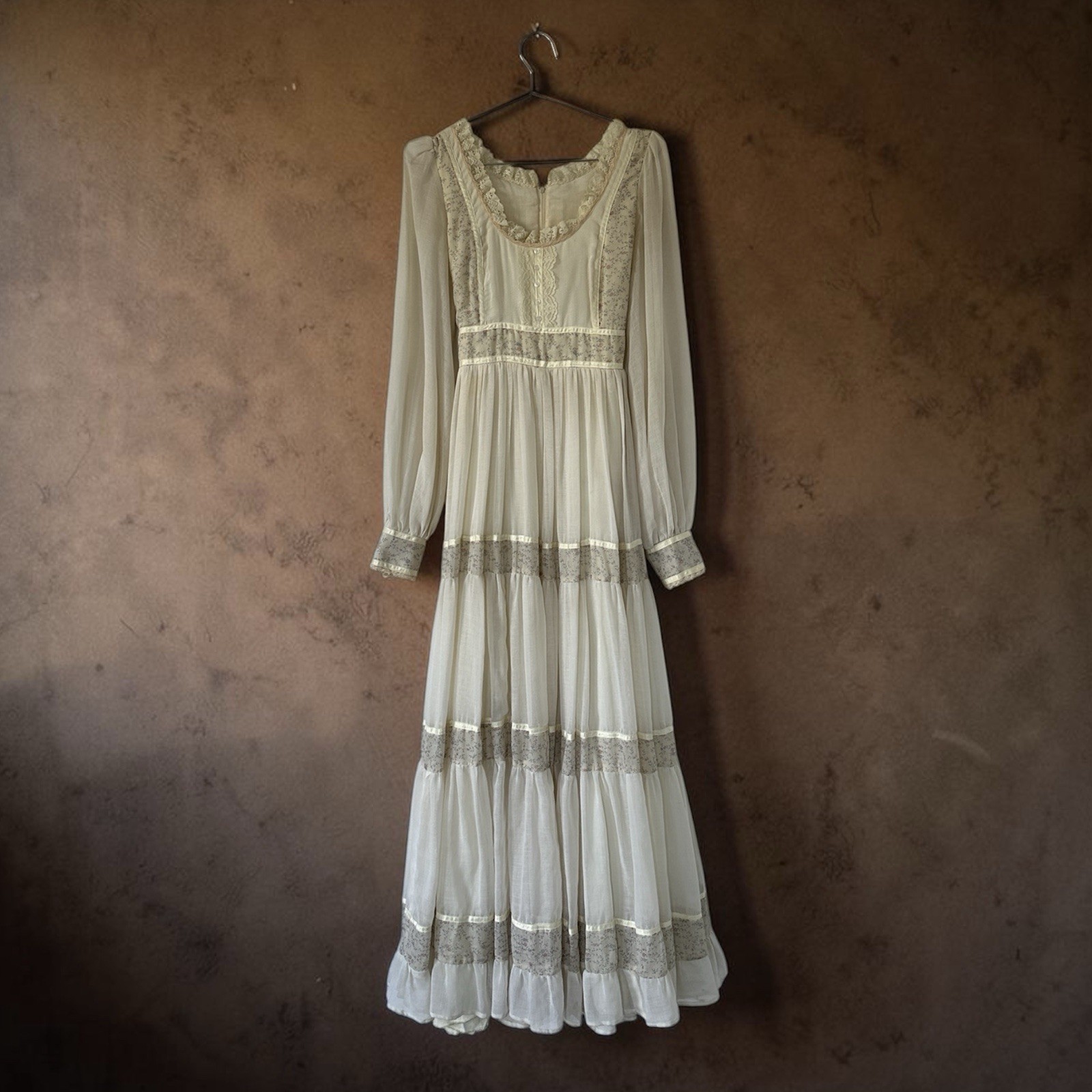 GUNNE SAX VINTAGE 1970S PRARIE MAXI DRESS COTTAGE CORE FESTIVAL SUMMER SIZE 13/M