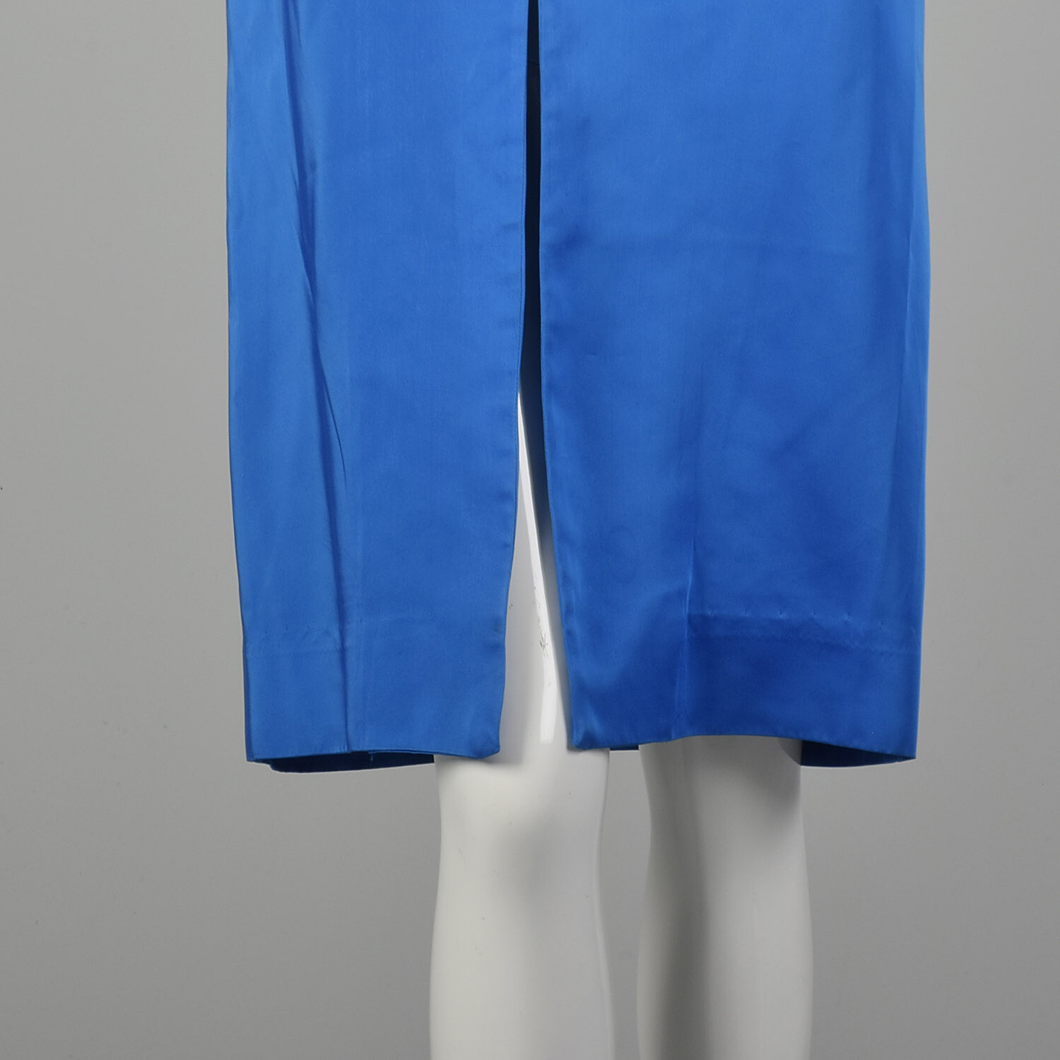 Small 1950s Clutch Coat Blue Satin Bracelet Batwing Sleeves Wide Collar VTG 50s