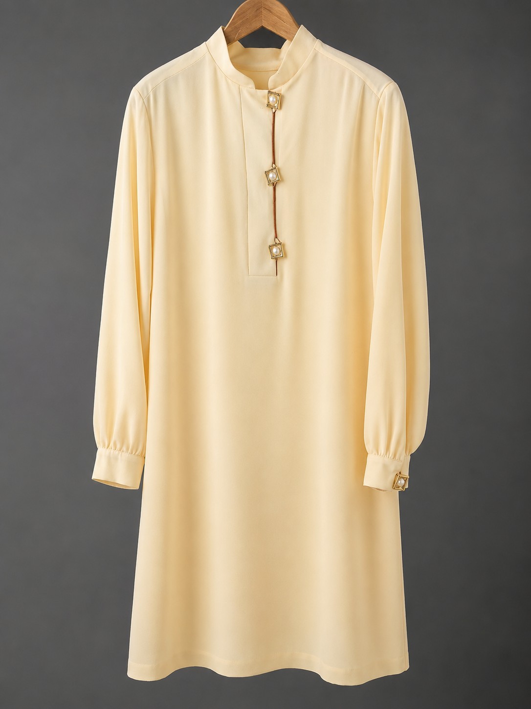 Cocktails, Evening, Classy, Striking Leo Narducci Butter Yellow w/Pearl Buttons