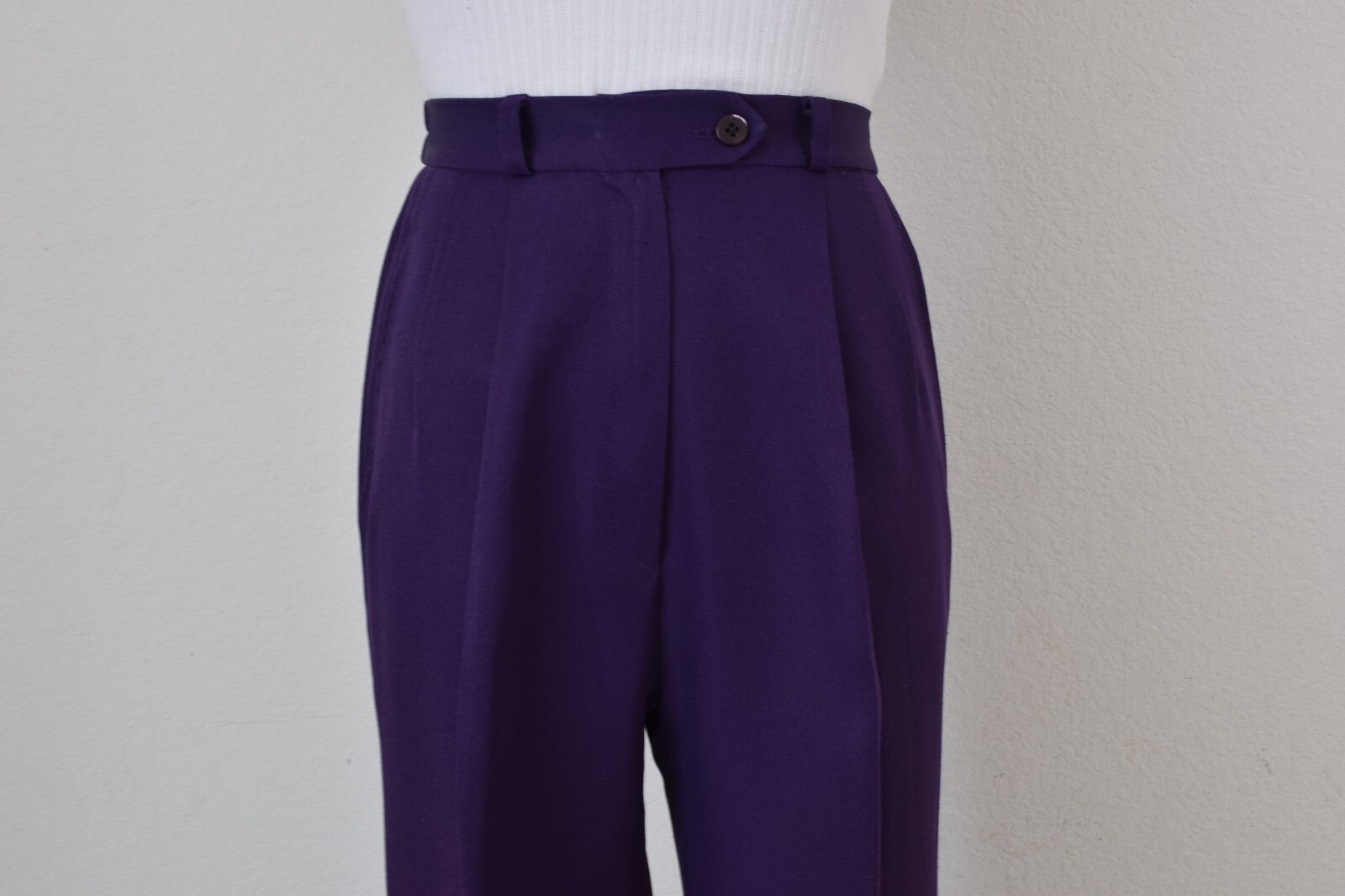 Vintage 70s Eggplant Polyester Pleated Trousers | 30 waist
