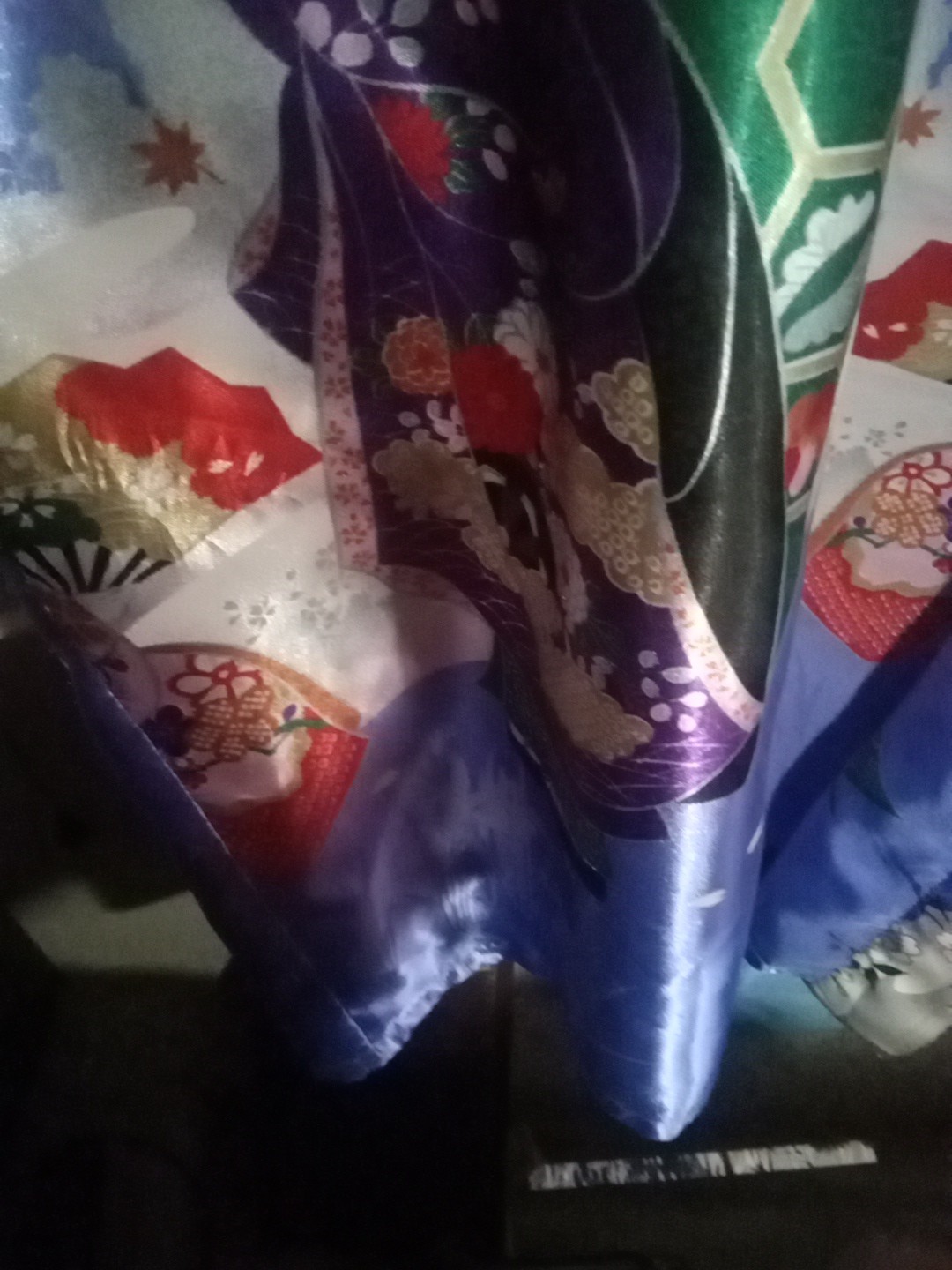 Kimono Robe Floral Large+Multicolor Loungewear Wrap-Around Polyester Japan Sz 42