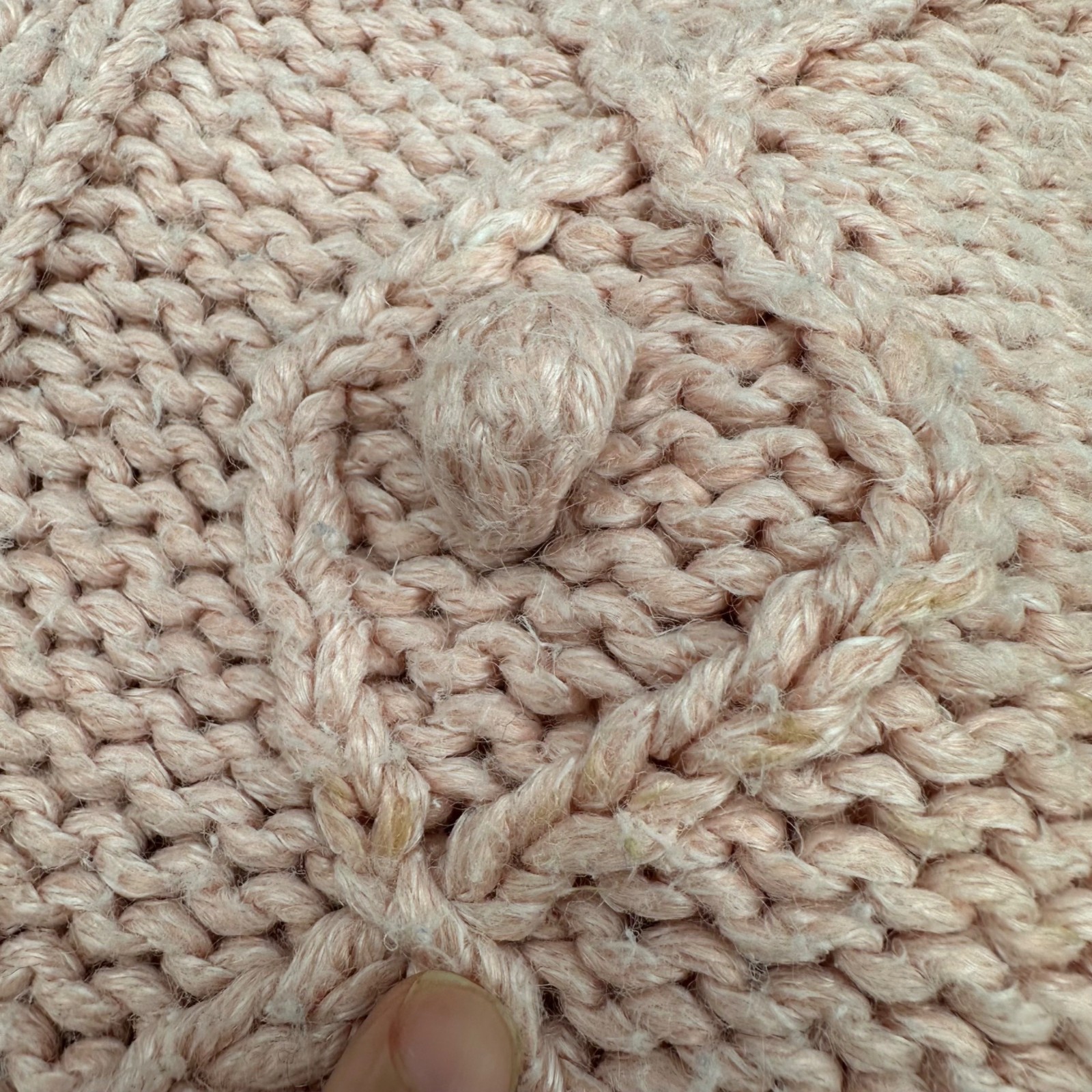 Vintage Pink Cable Knit Sweater Small Currants Hand Loomed Cottage 1980s Korea