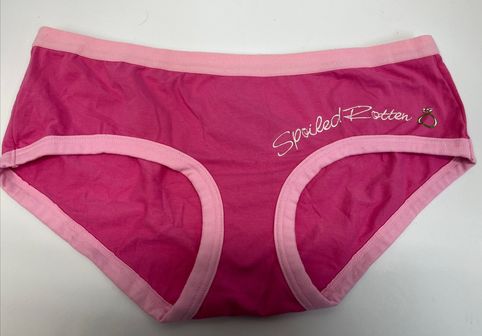 Vtg ST EVE Intimates Rare Pink Hipster Bikini Panty ”Spoiled Rotten” Embroidery