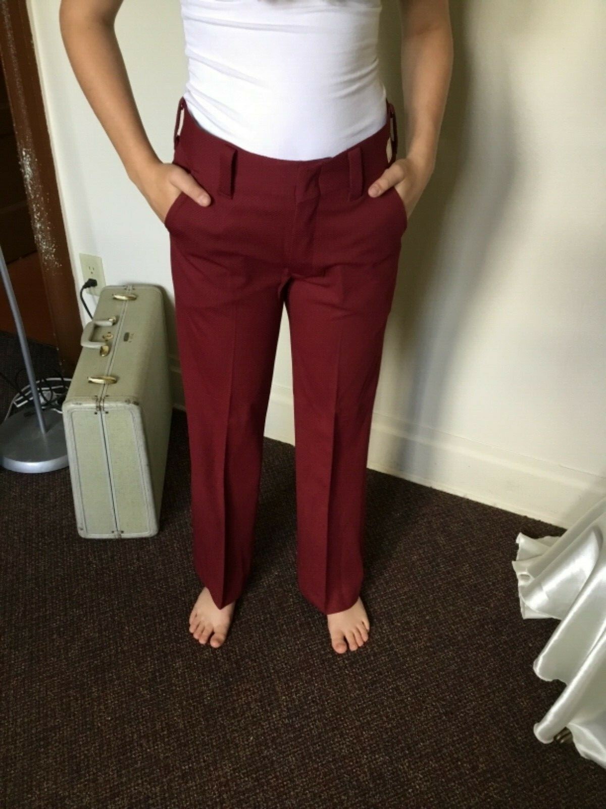 70’s Vintage Maroon Hippie Wide Leg Bell Bottom Pants „NWT”