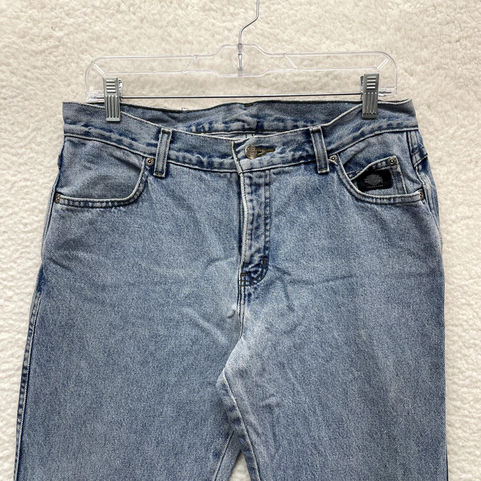 Vintage Harley Davidson Jeans 12 30 Long Tall Womens Bootcut Light Wash Mid Rise