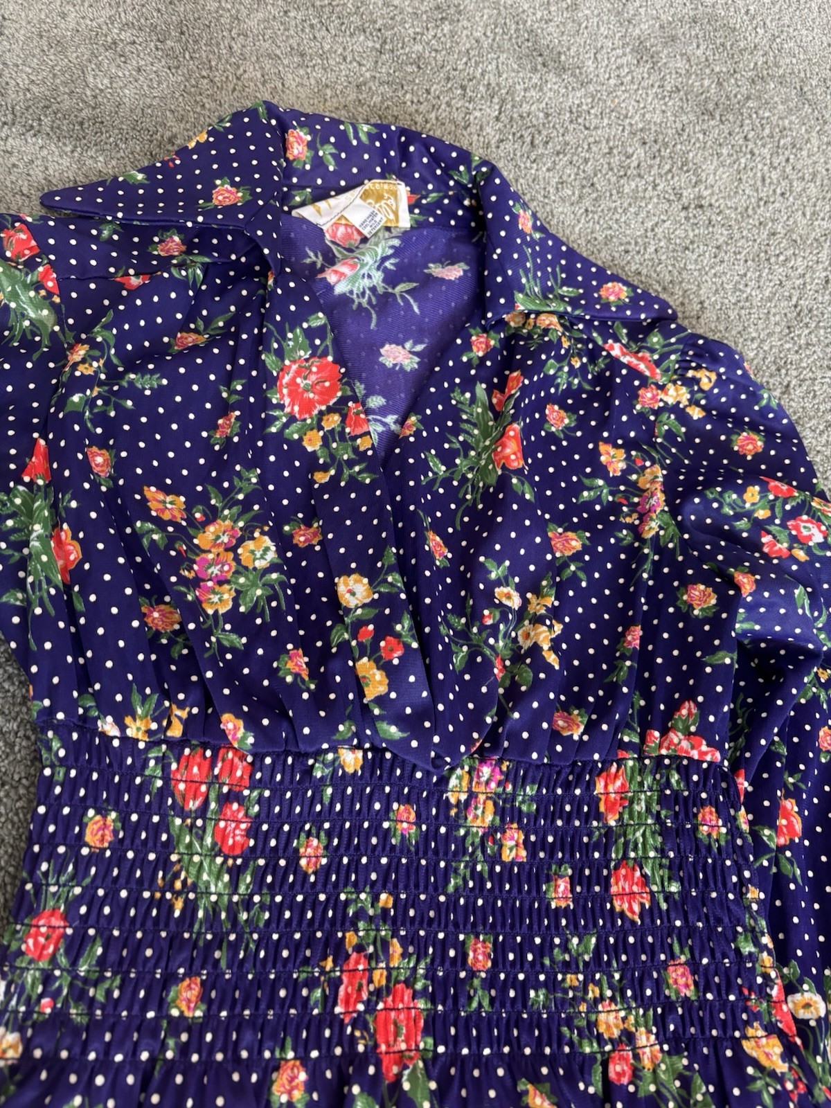 Vintage “Rag Dolls” Matching Set Skater Skirt And Crop Top Polka Dot Floral
