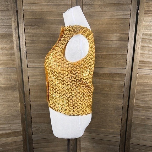 Michael London Original Vintage Gold Sequin Wavy Sleeveless Top Montreal Made