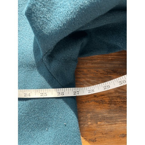 Vintage 80s Alorna Oversized Wool Blend Coat Teal Blue Double Breasted USA