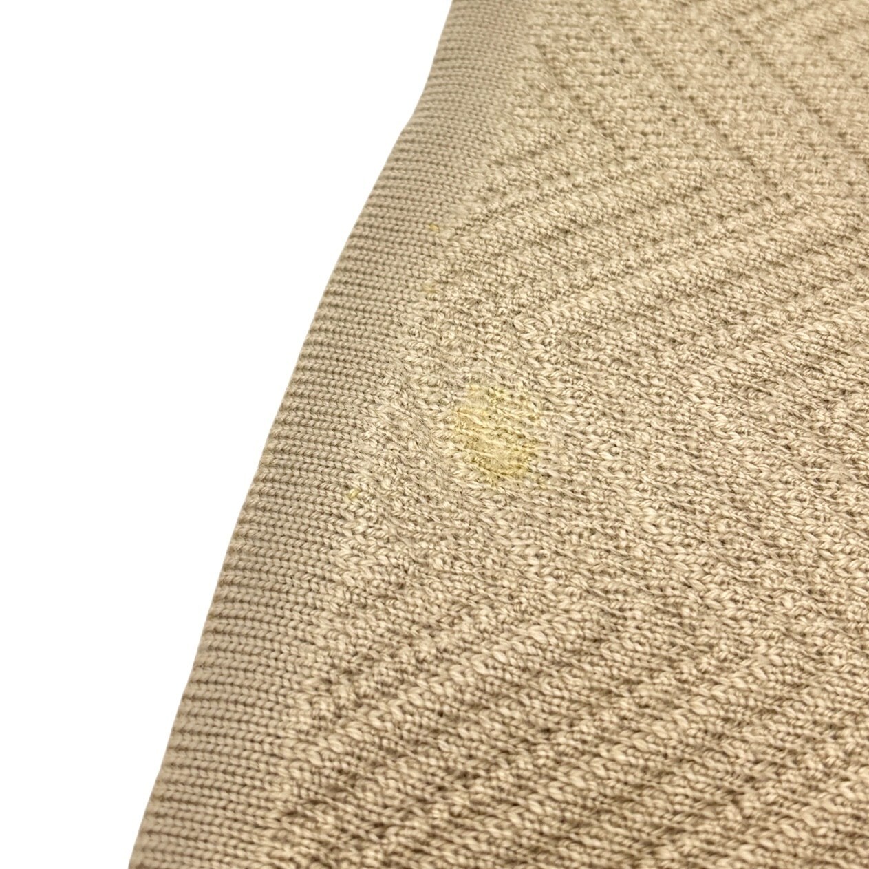 CELINE Vintage Macadam Logo Rib Knit Cardigan #38 Button Light Brown Gold Wool