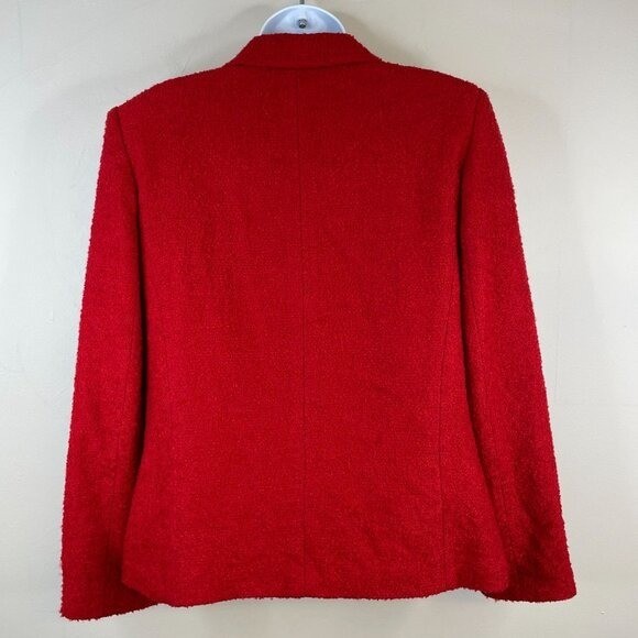 Vintage Herman Geist Boucle Jacket 8 Red Preppy Timeless Wool Blend Button Up