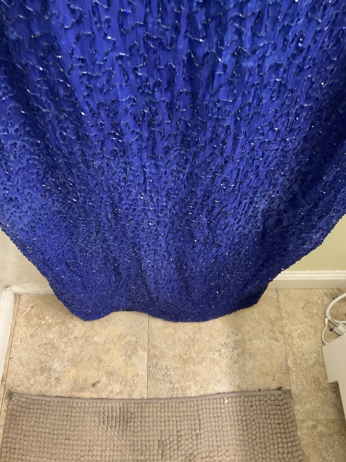 Vintage Laurence Kazar 100% silk cobalt blue heavy beaded cocktail dress size 1X