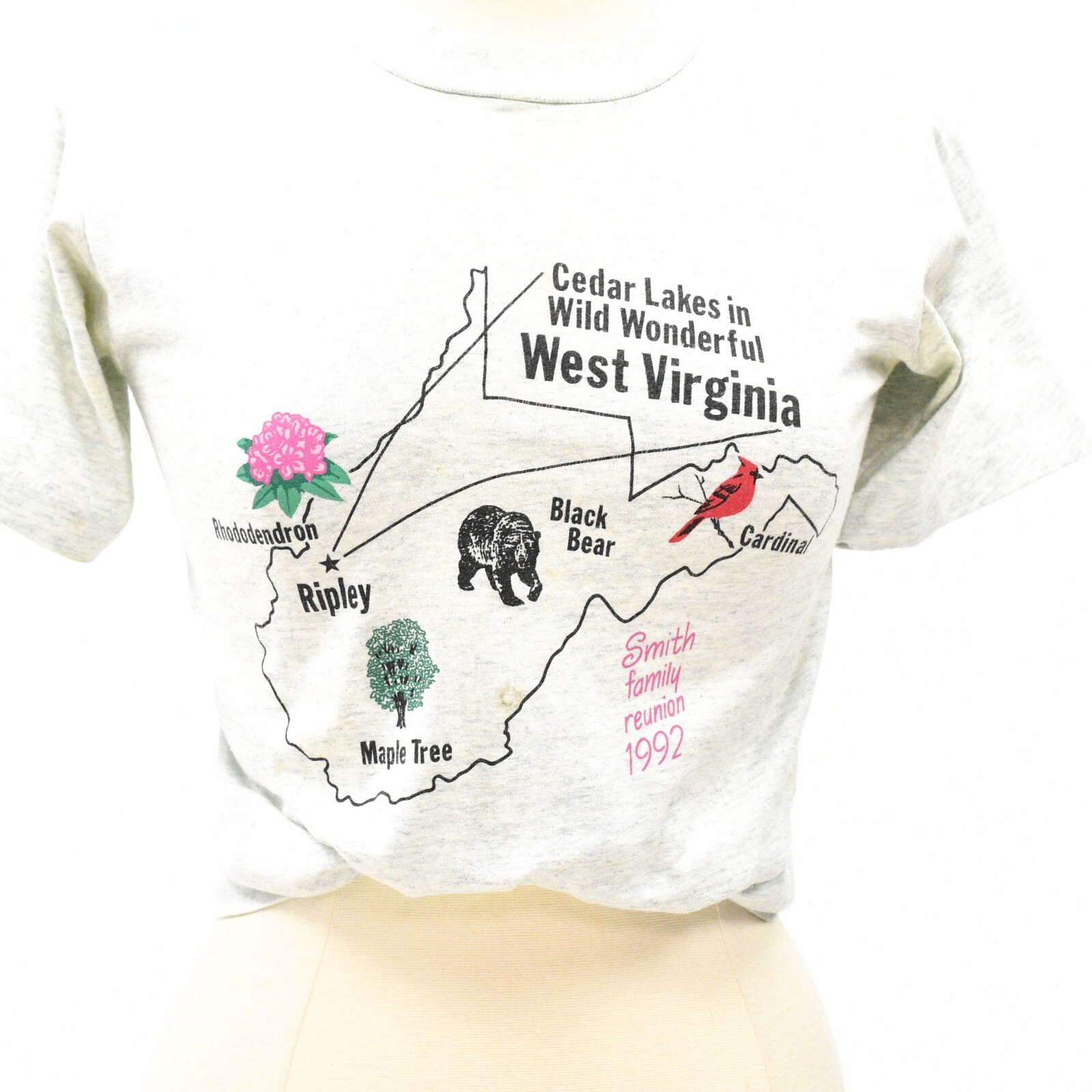 1992 Vintage Screen Stars Best Novelty T Shirt West Virginia Womens S