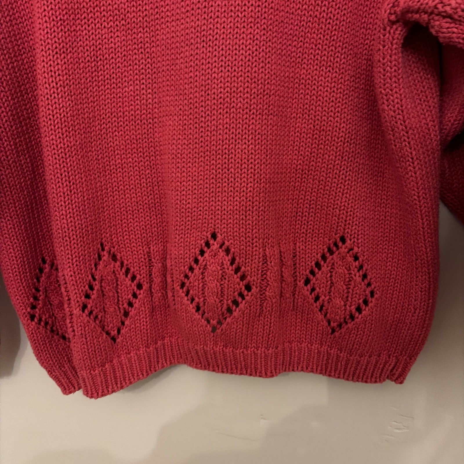 Vintage Outback Red Womens Cable Knit Oversized Cardigan Sweater Size Large Red