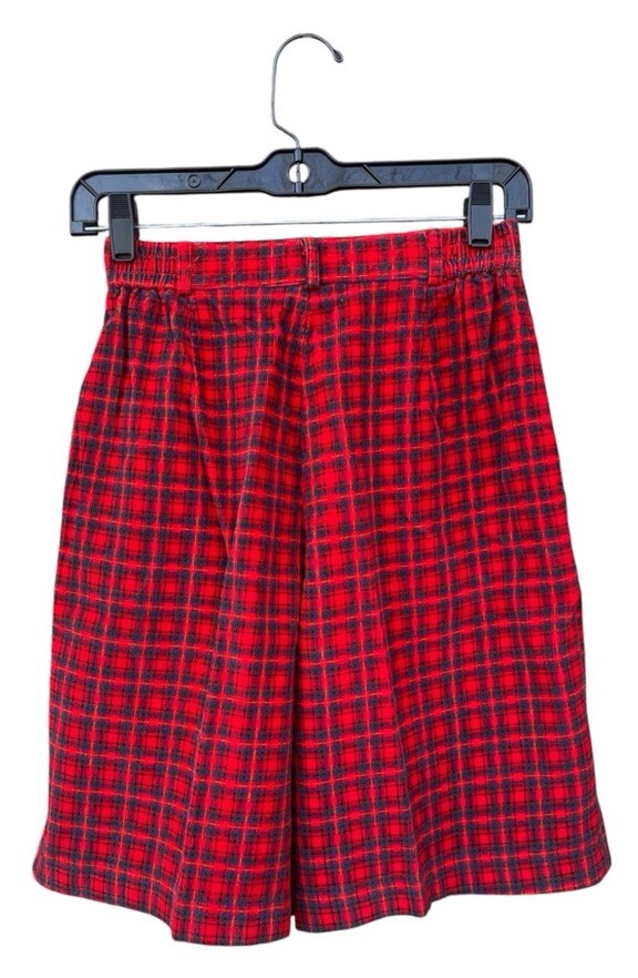 Vintage 80s Counterparts Red Plaid Corduroy Trouser Shorts Size 8