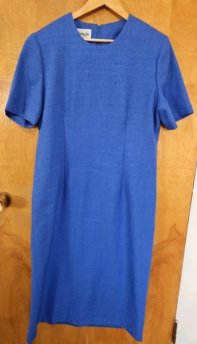 Vintage Henry-Lee Blue Dress Union Made Size 70s Classy Size 14