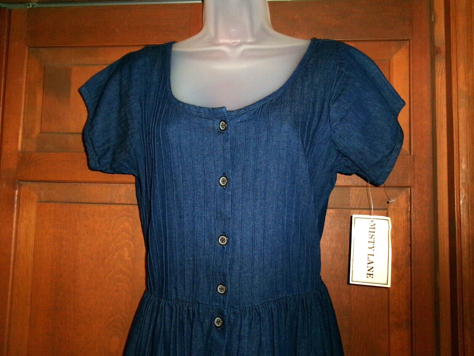 Vtg Misty Lane Jean Dress Full Skirt Fitted Bodice Union Made Cottagecore 9-10