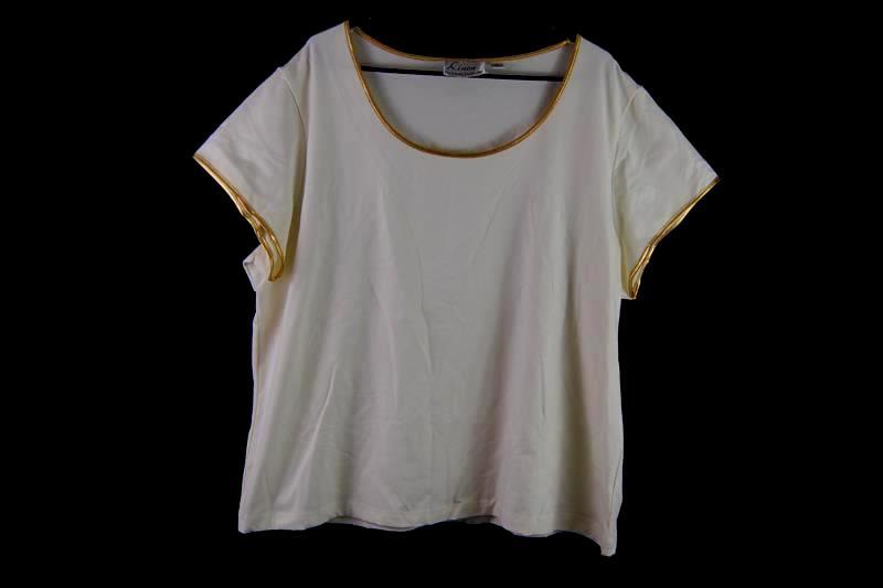 Vintage Linea by Louis Dell’Olio Women’s 2X Cream Gold Trim Short Sleeve Top