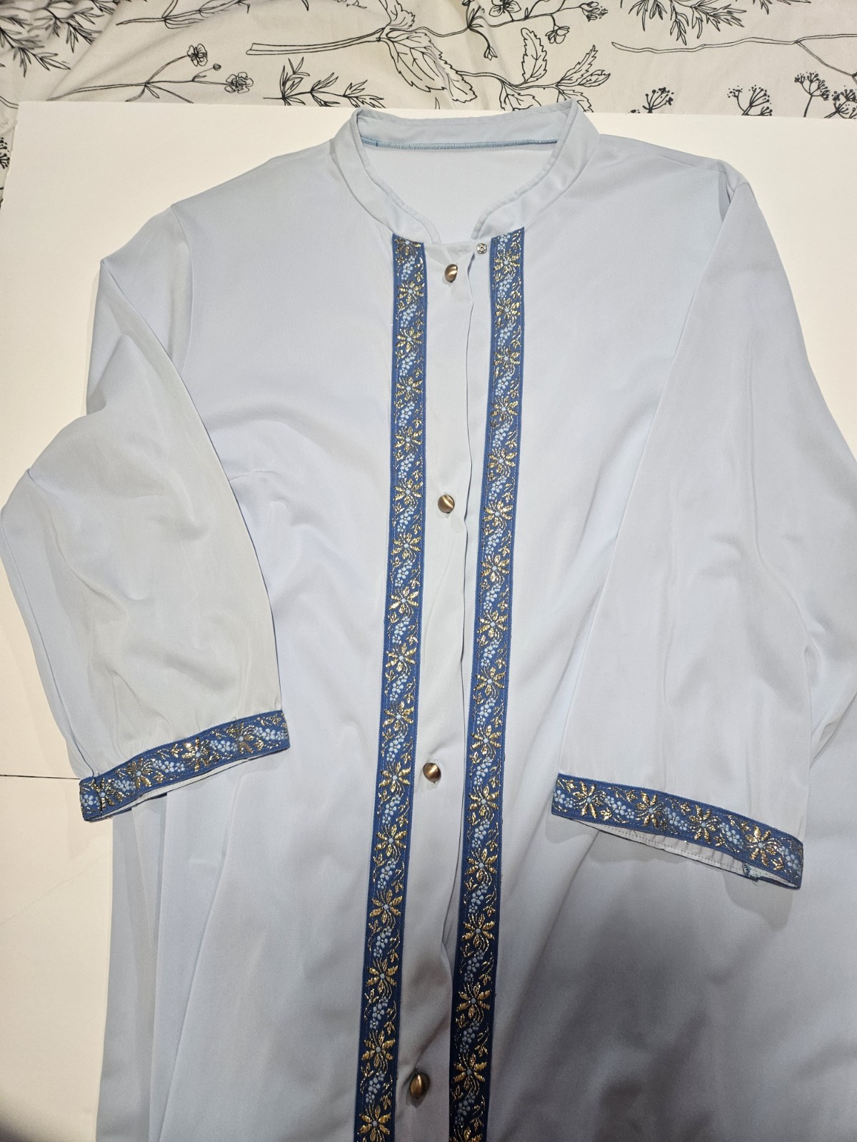 Vintage Nylon Peignoir Set Nightgown & Robe Lorraine L Blue 2 Tone rare style