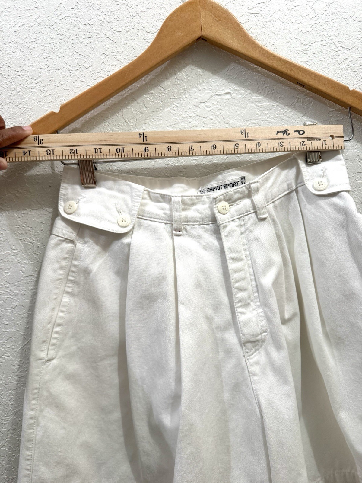 Vtg 80s 90s Esprit Sport White Pleated Cotton Shorts High Waist Mom Safari Sz7/8