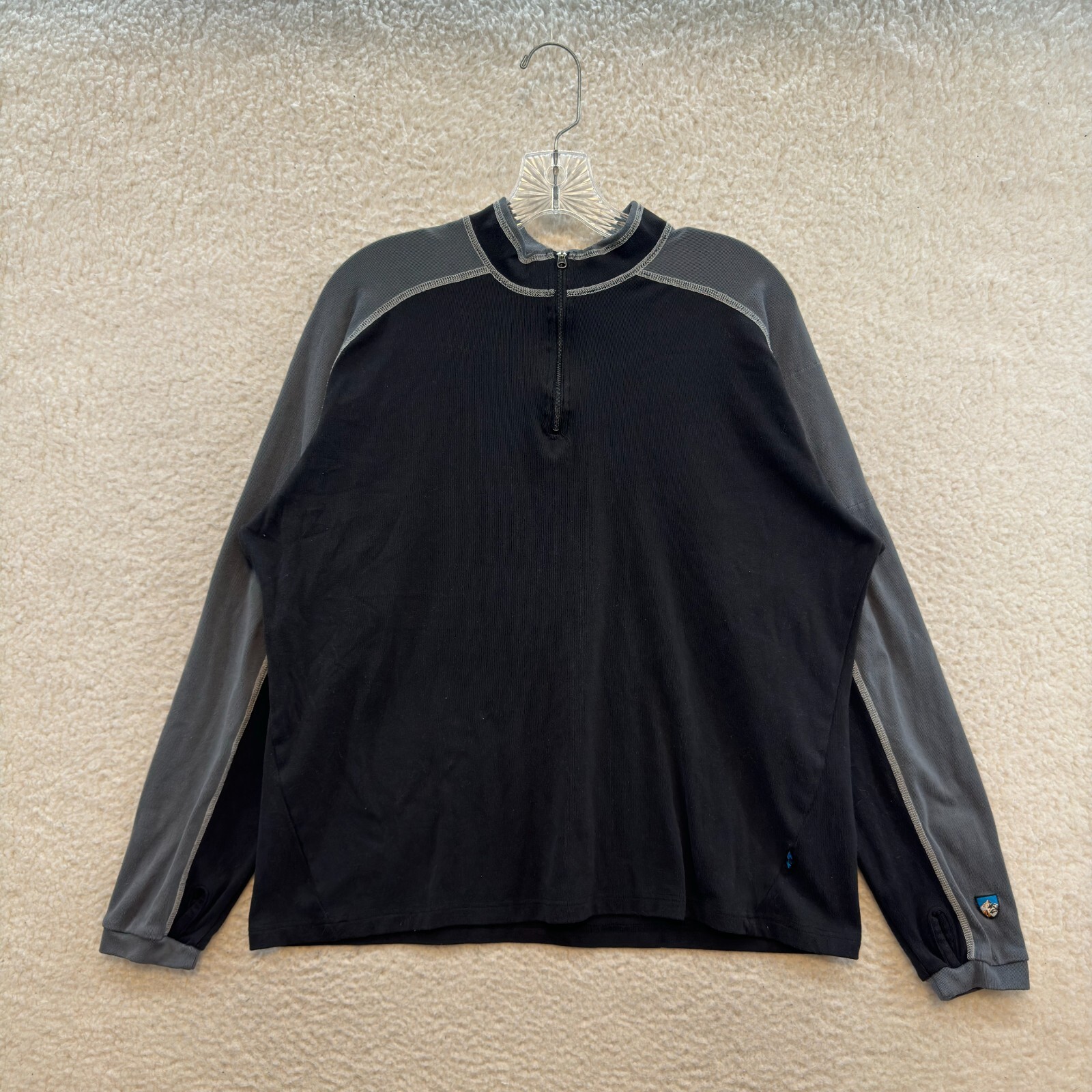Vintage Kuhl Alf Sweater XL Women Black Grey 1/2 1/4 Zip Pullover Outdoor Hiking