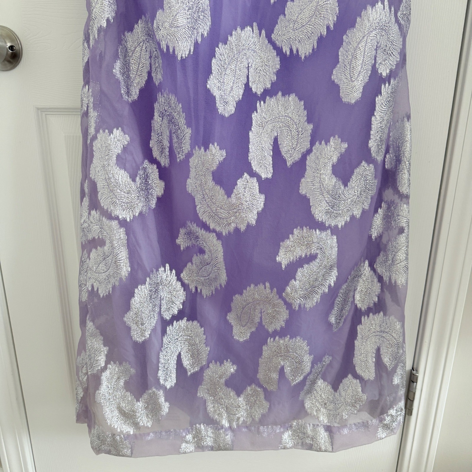 Liberty House Dress Women S Vintage Purple Silver Metallic Brocade Maxi Hawaii
