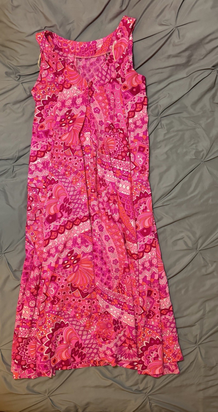 Vintage 60’s 70’s The Sample Shop Waikiki Hawaii Mod Boho PINK Shift Dress EUC