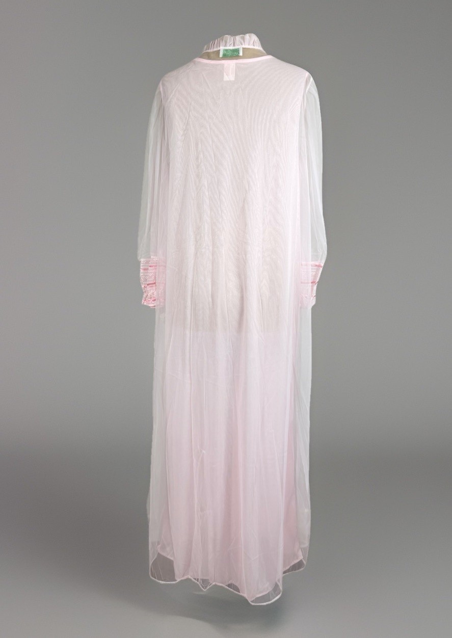 NWT Vtg 50s Spotlight New York Sheer Pink Lingerie Nightgown & Robe Set Womens M