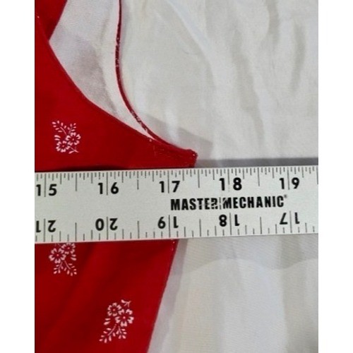 German Dirndl Inspired Dress Size 40 Red Floral Cotton Alpine Cottagecore