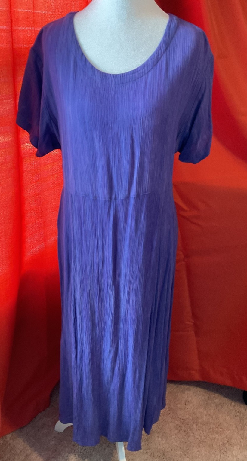Orvis Vintage 90s Purple Rayon Crinkle Maxi Dress
