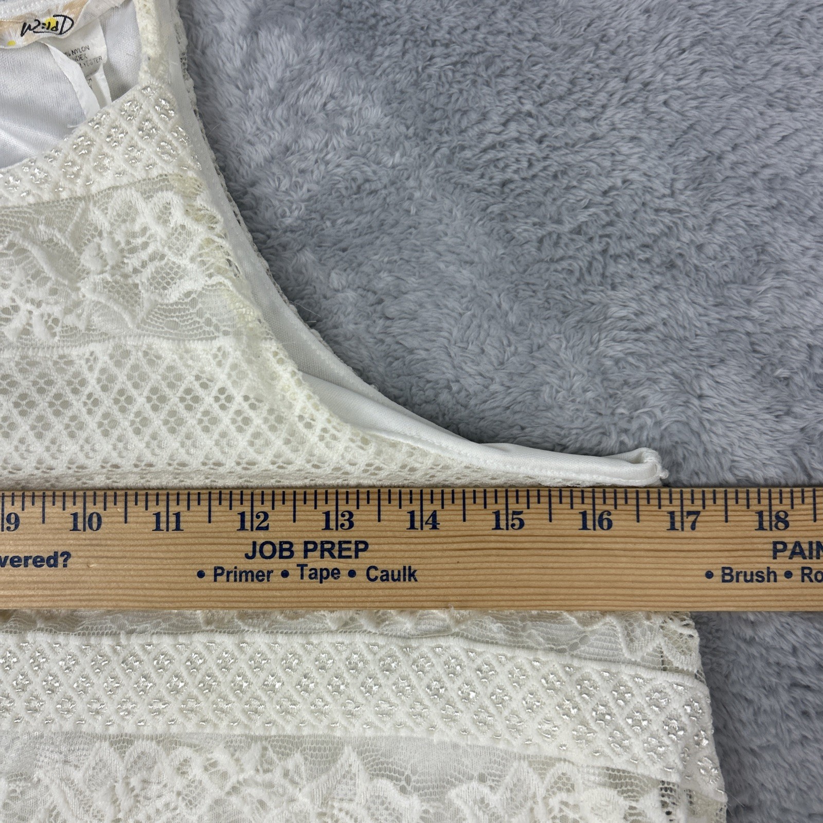 Vtg Wild Daisy Swing Dress Medium Ivory Lace Overlay Trapeze Made in USA