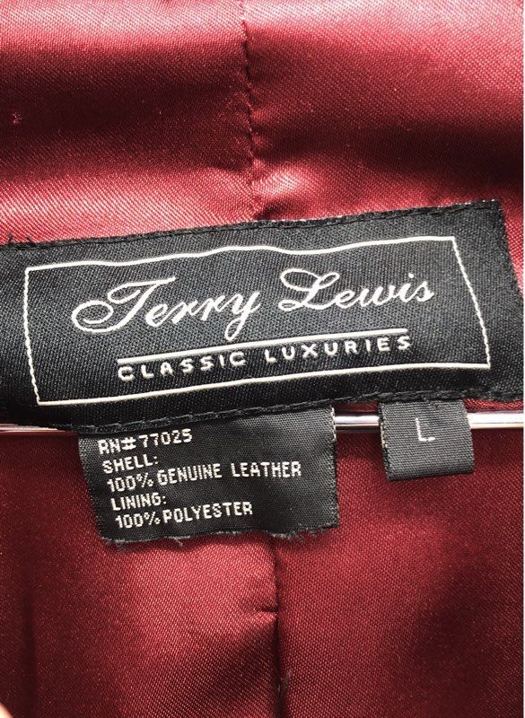 Vintage Terry Lewis Women’s Red Leather Jacket Whipstitch Mandarin Collar Sz L