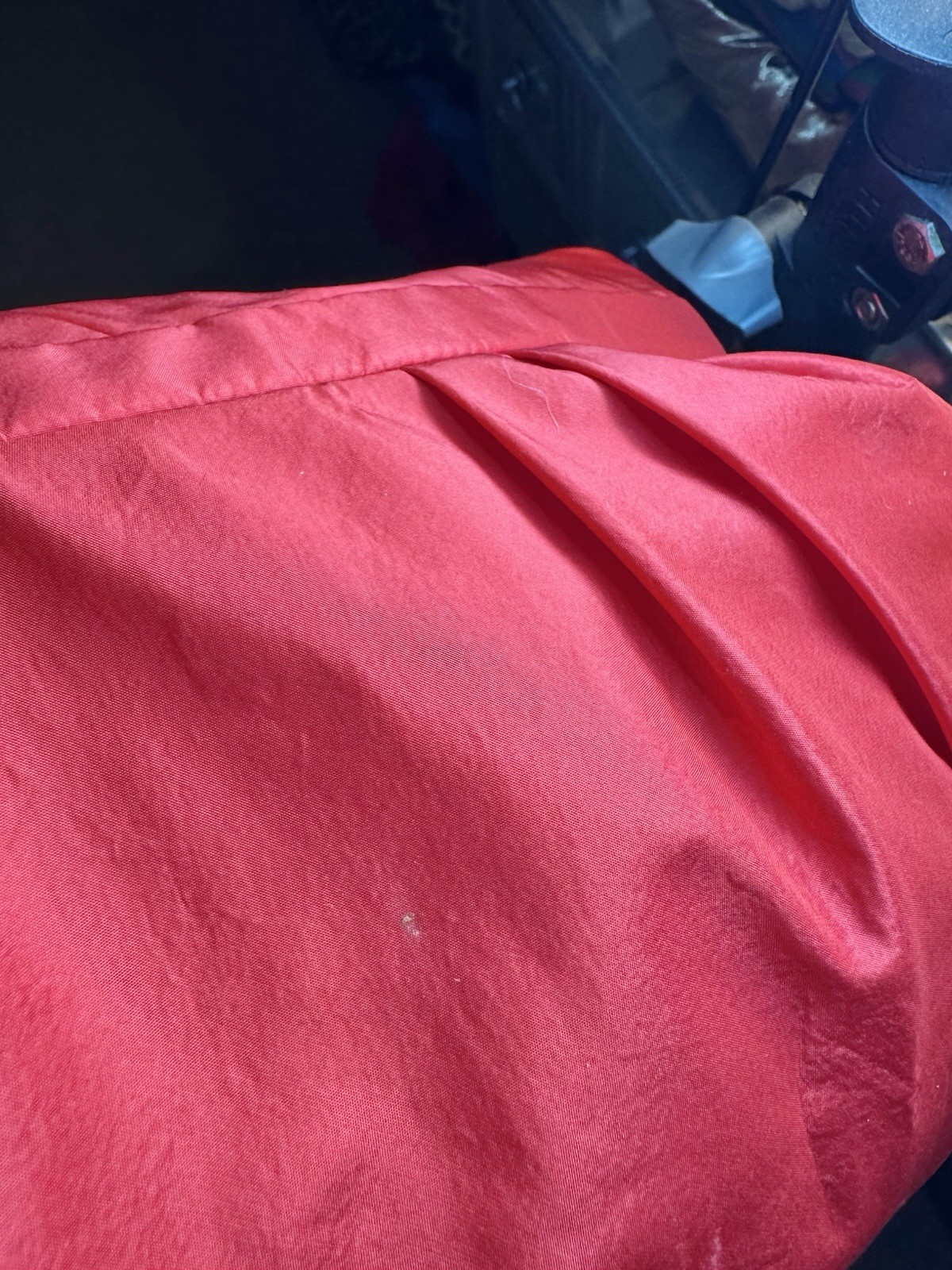 Vtg Red Carmen Marc Valvo Silk Regal Neck Empire Cocktail Roses Dress XS