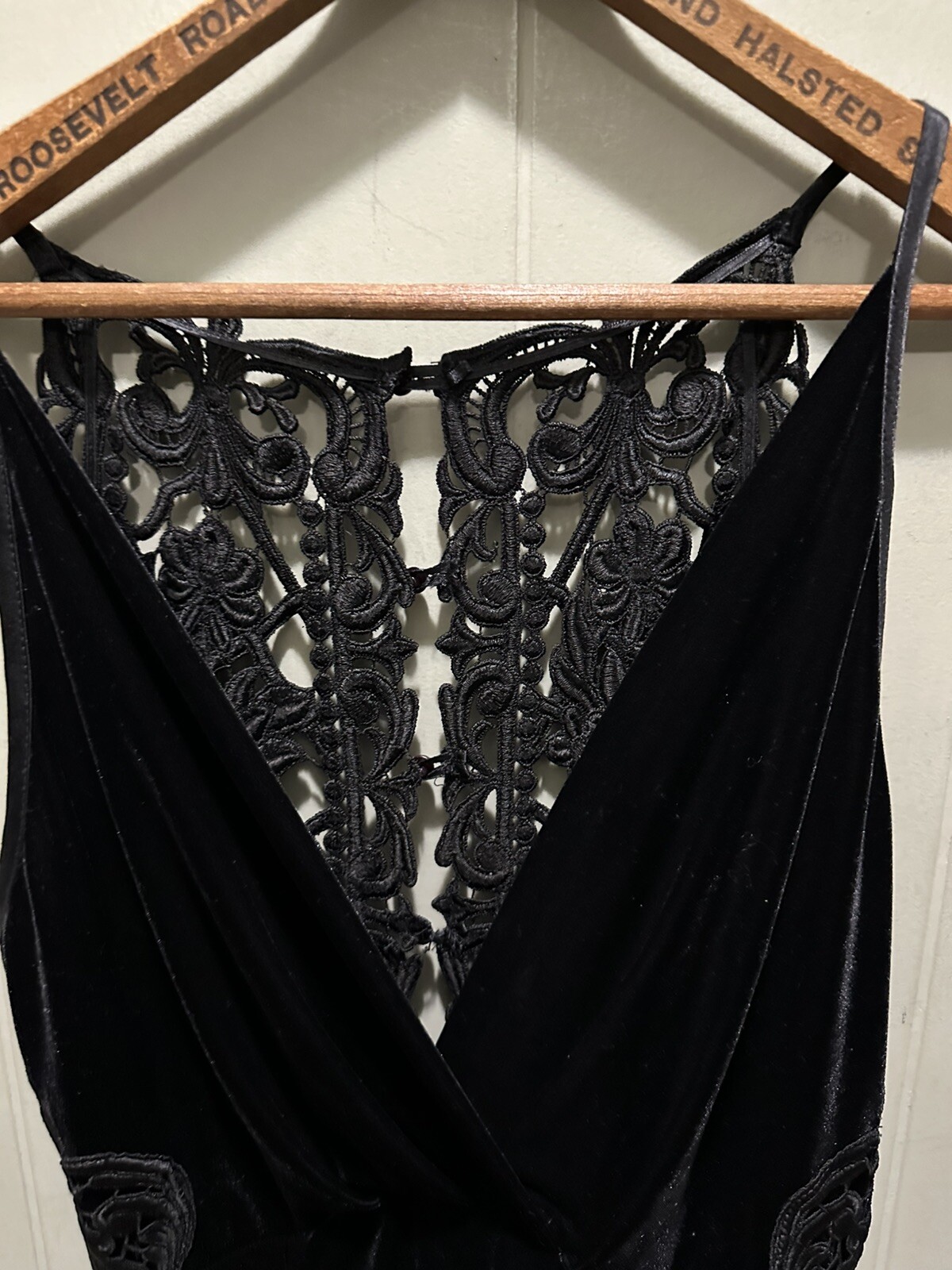 Vintage Miss Ashlee Maxi Dress HeavyEmbroidered Black Super Goth Women’s Size 10
