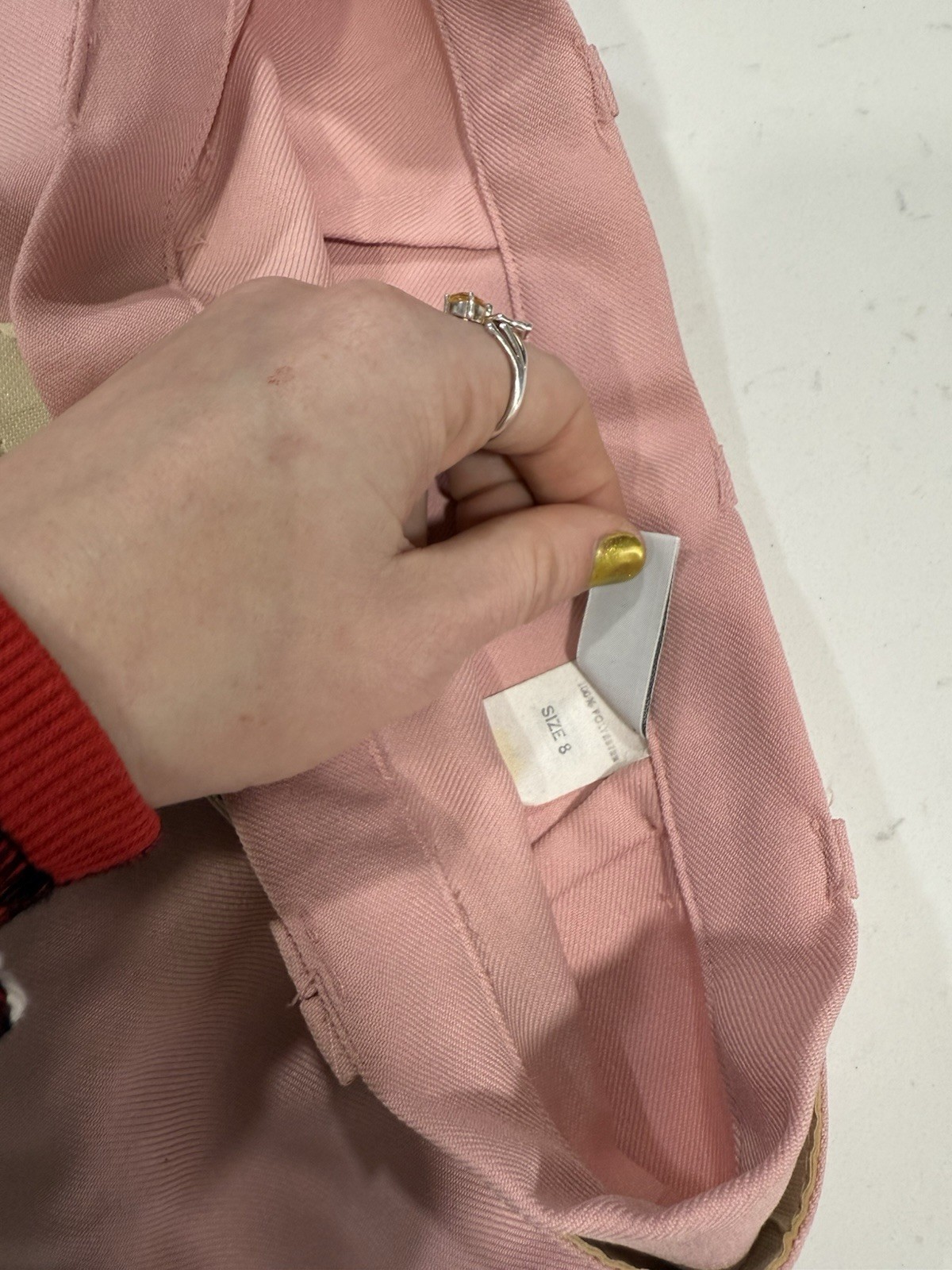 Vintage 1970s High Waisted Light Pink Straight Leg Trousers W Belt XS Sweetbriar