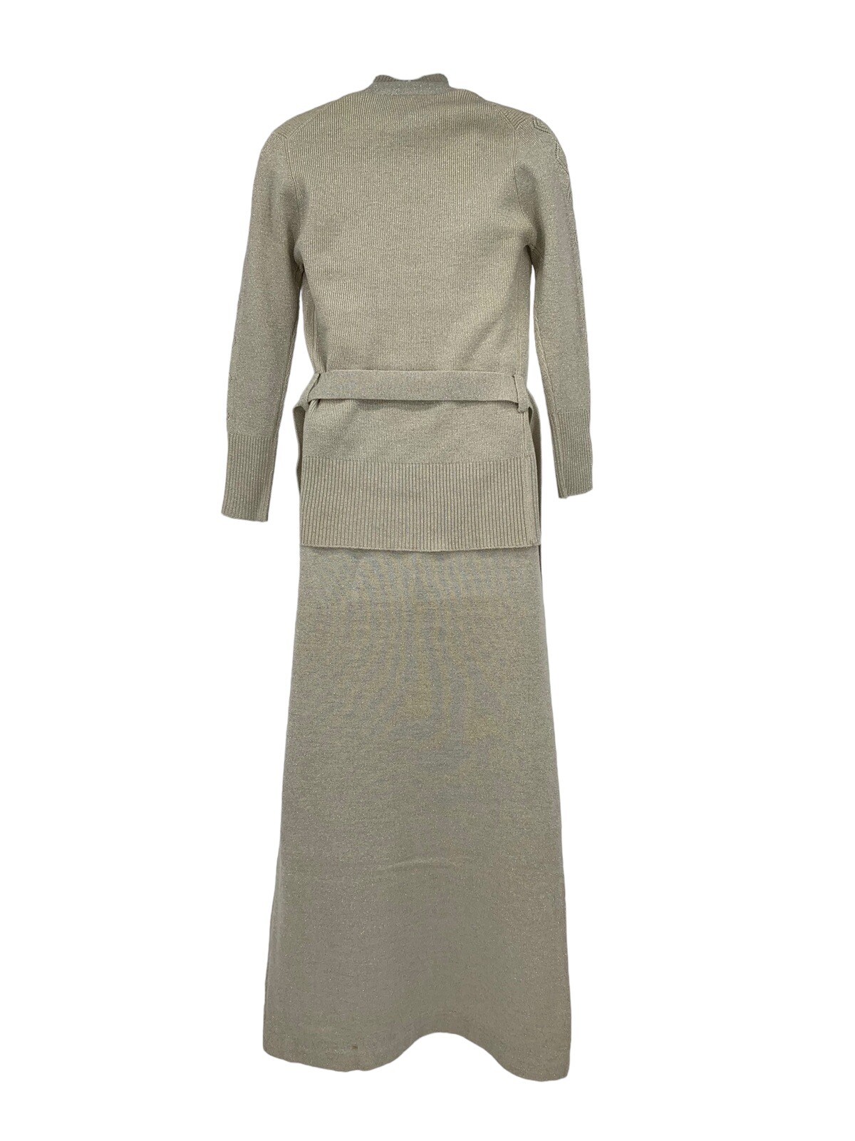 VTG 70s Prairie Knit Wool Glam Maxi Dress Cardigan Jon-Michel 9-10 Cottagecore